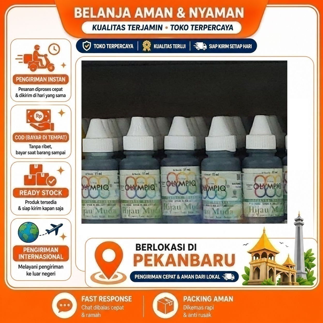 [SDW] pekanbaru/33ml Olympiq Warna Hijau Muda Green Bahan Tambahan Pangan Campuran Pewarna Makanan