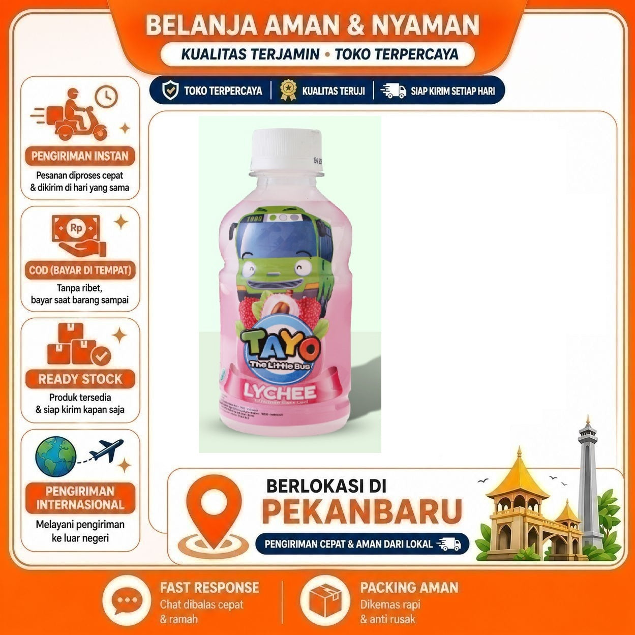 [SDW] pekanbaru/280ml Tayo The Little Bus Lychee Flavour Drink Minuman Anak Rasa Buah Leci Halal