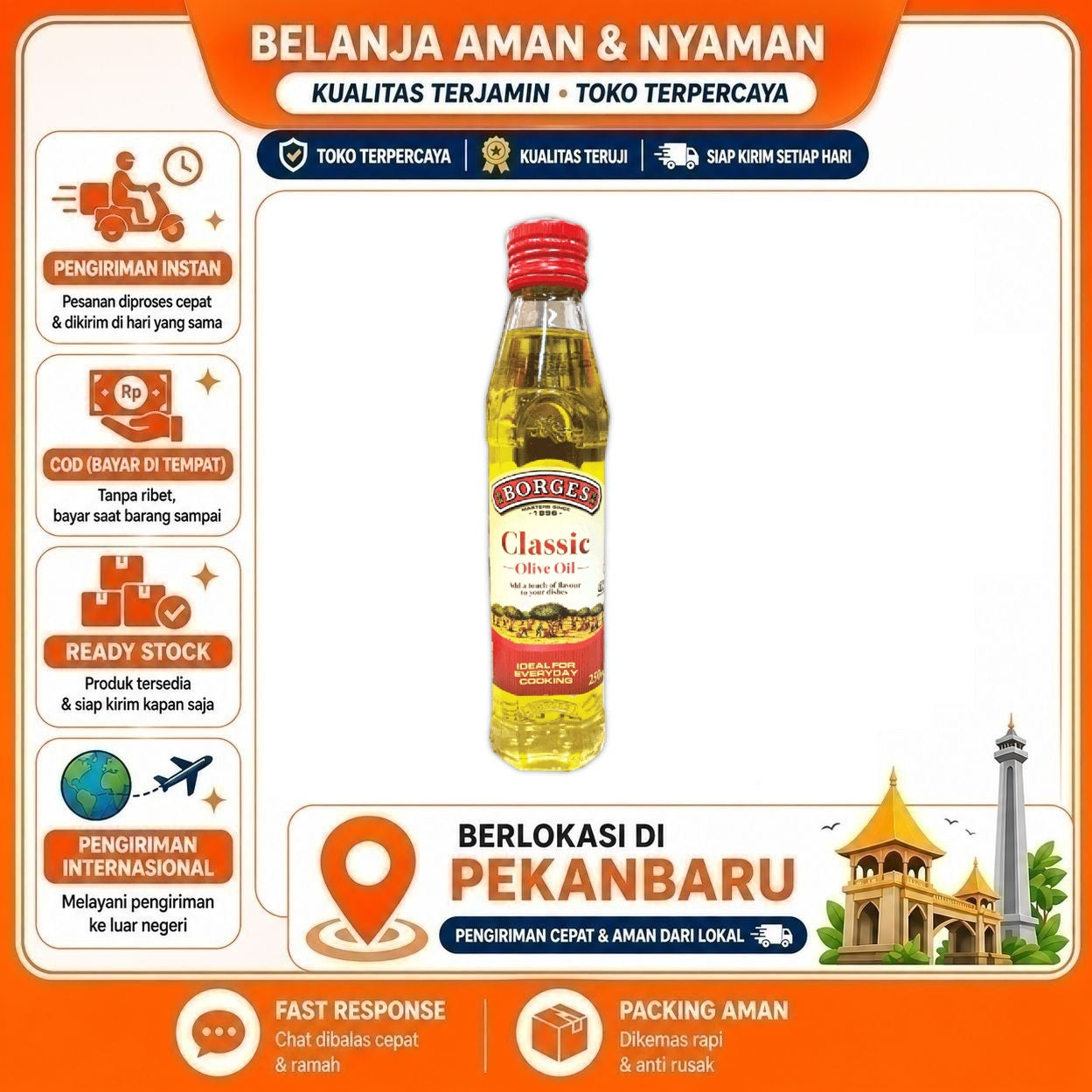 [SDW] pekanbaru/250ml Borges Classic Olive Oil Ideal For Everday Cooking Minyak Zaitun Serbaguna
