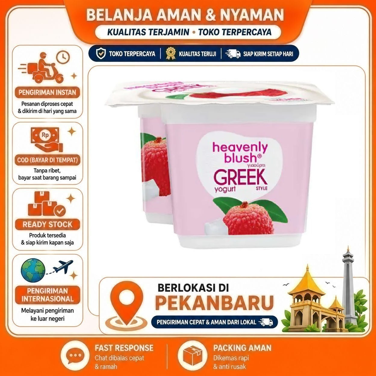 [SDW] pekanbaru/100 gr Heavenly Blush Greek Yogurt Lychee Flavour Yoghurt Rasa Buah Leci Bergizi