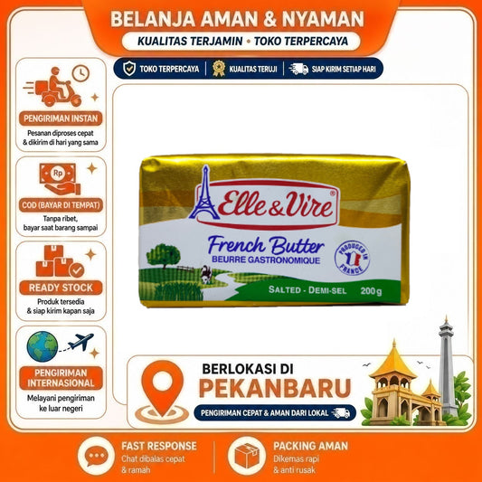 Pekanbaru 200 gr Elle & Vire Salted French Butter Beurre Gastronomique Mentega Asin Bahan Kue