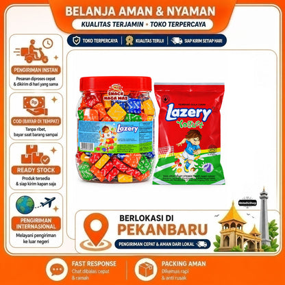 Permen Lazery Yogurt Flavoured Candy / Kembang Gula Lunak Campuran Sugus Rasa Stroberi, Jeruk, Nanas