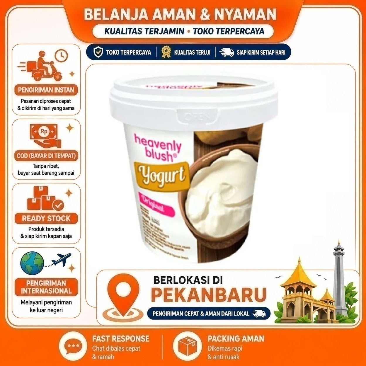 [SDW] pekanbaru/1 kg Heavenly Blush Yogurt Original Set Yoghurt Bahan Makanan Tinggi Protein Sehat