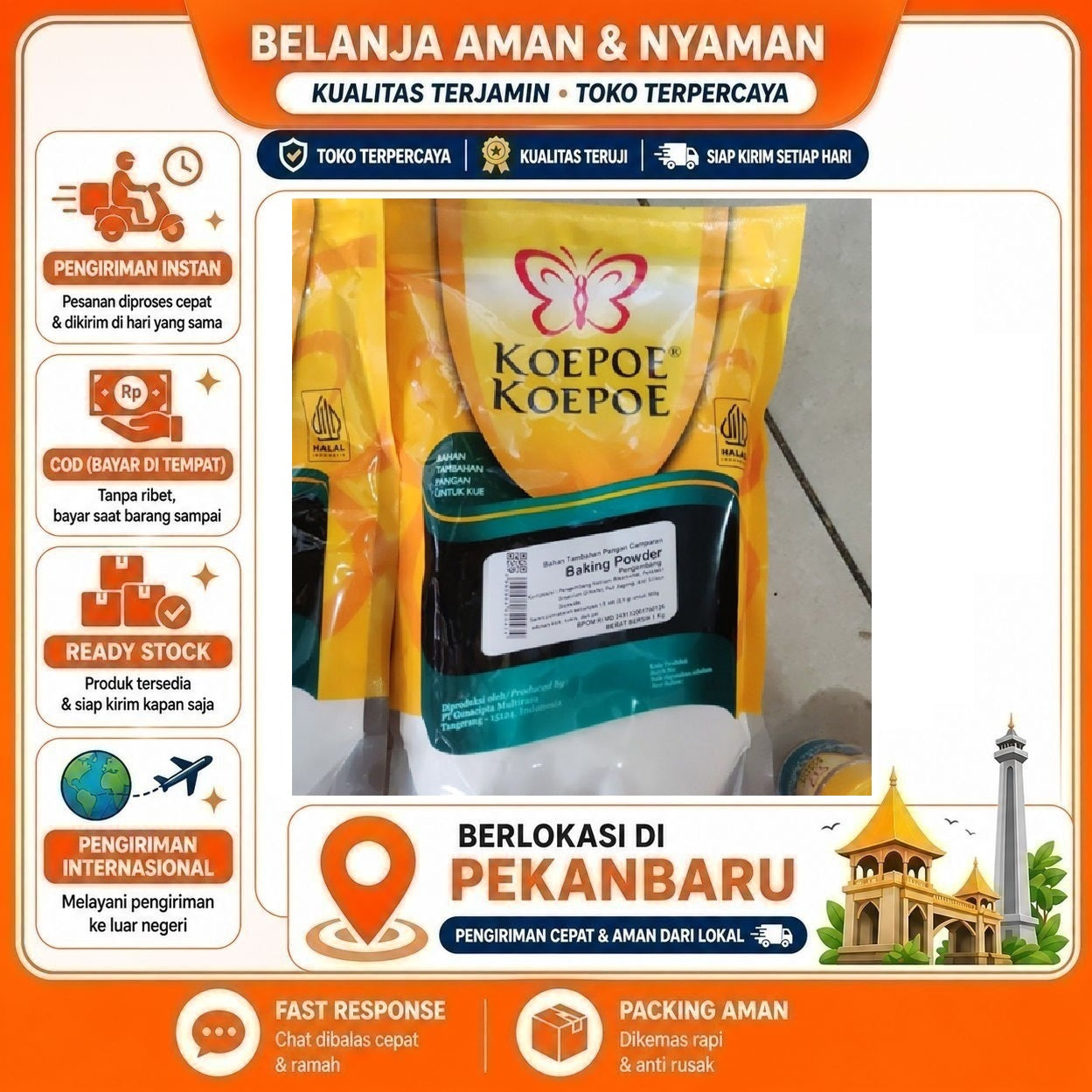 [SDW] pekanbaru/Baking Powder Koepoe Koepoe 1 kg - Kualitas Ekspor, Praktis, Tanpa Pengawet Halal
