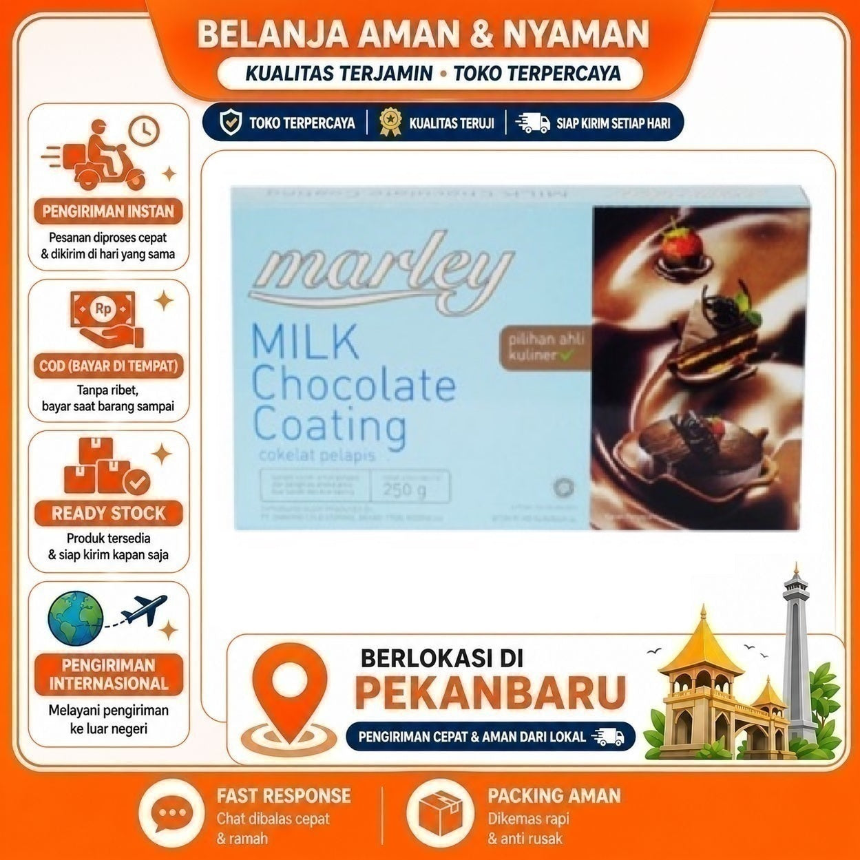 [SDW] pekanbaru/250 Gram Marley Milk Chocolate Coating Coklat Pelapis Susu Bahan Dekorasi Kue Cake
