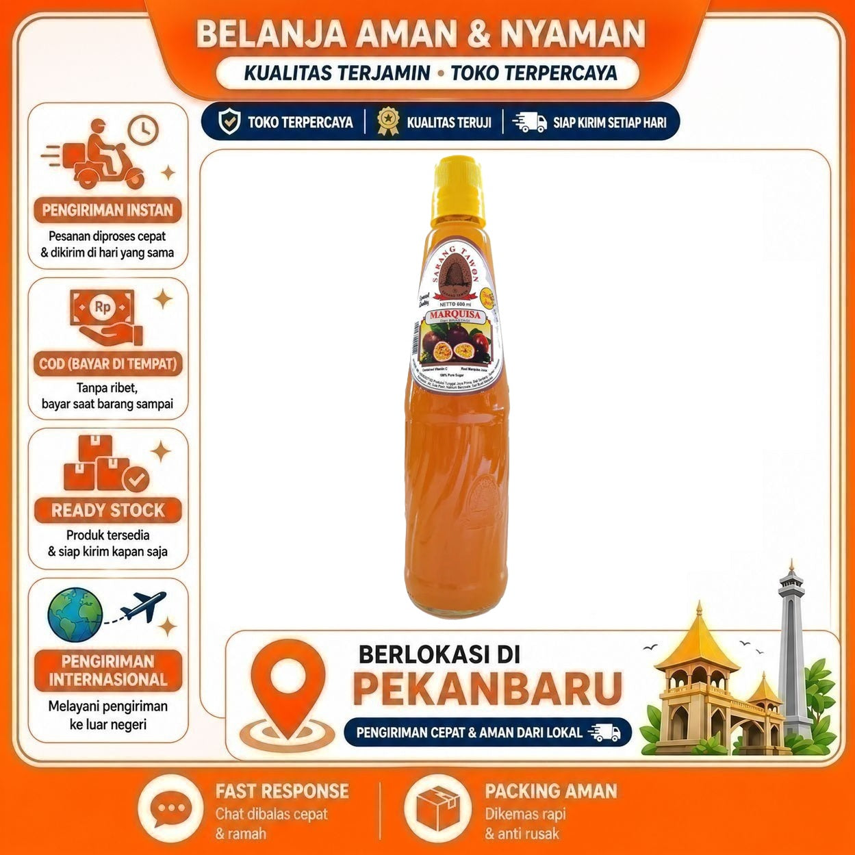 [SDW] pekanbaru/430ml Sarang Tawon Sirup Rasa Buah Markisa Bahan Minuman Passion Fruit Syrup Halal