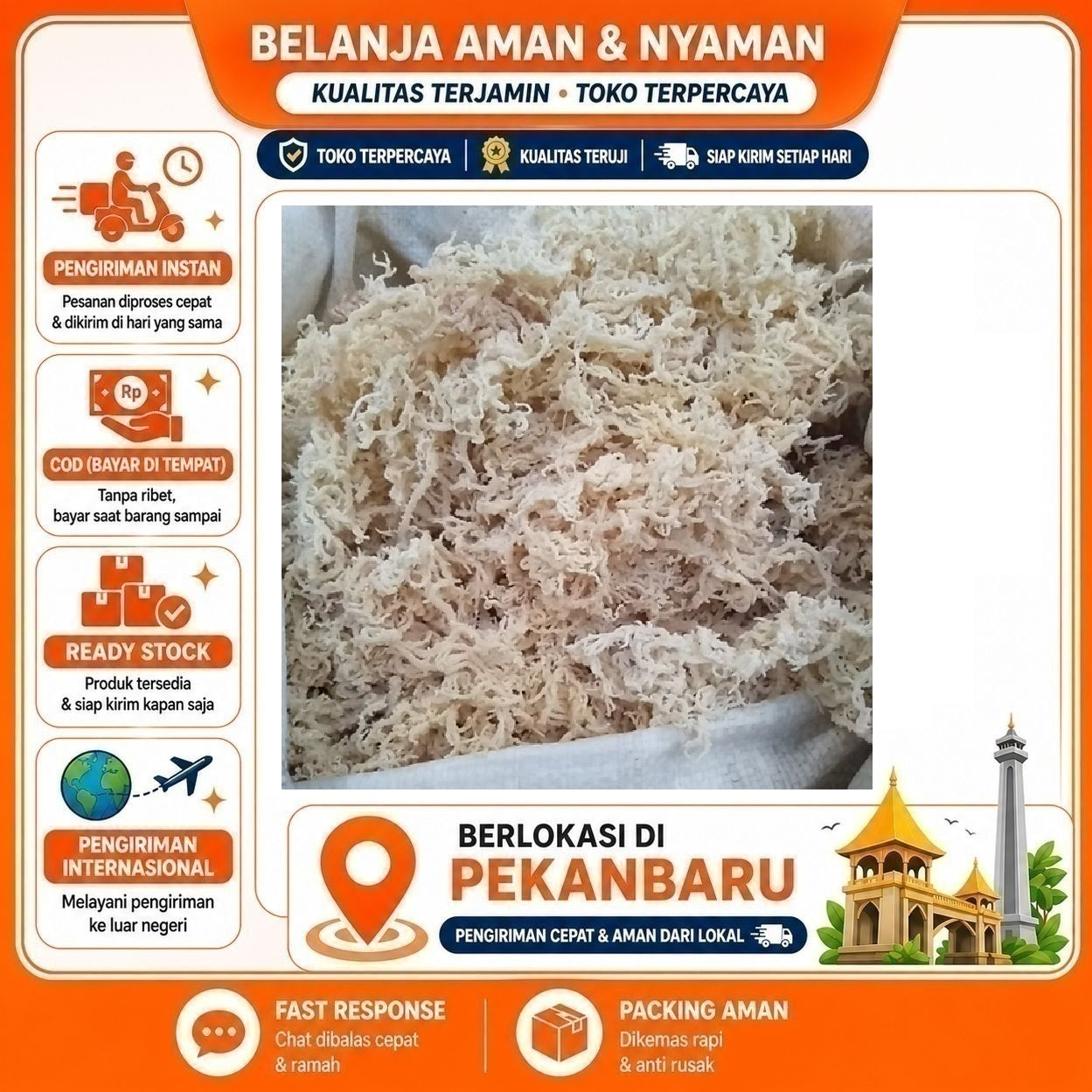 [SDW] pekanbaru/250 Gram Rumput Laut Super Kering Putih White Dried Seaweed Bahan Makanan Masakan