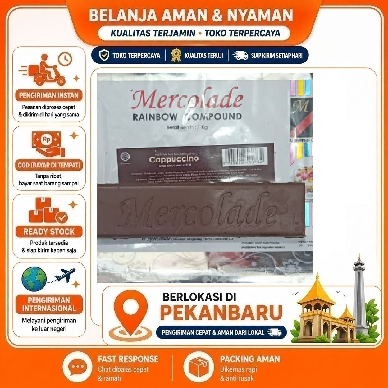 [SDW] pekanbaru/Mercolade Cappuccino 1 Batang Rainbow Compound Potongan Rasa Bahan Dekorasi Kue Cake