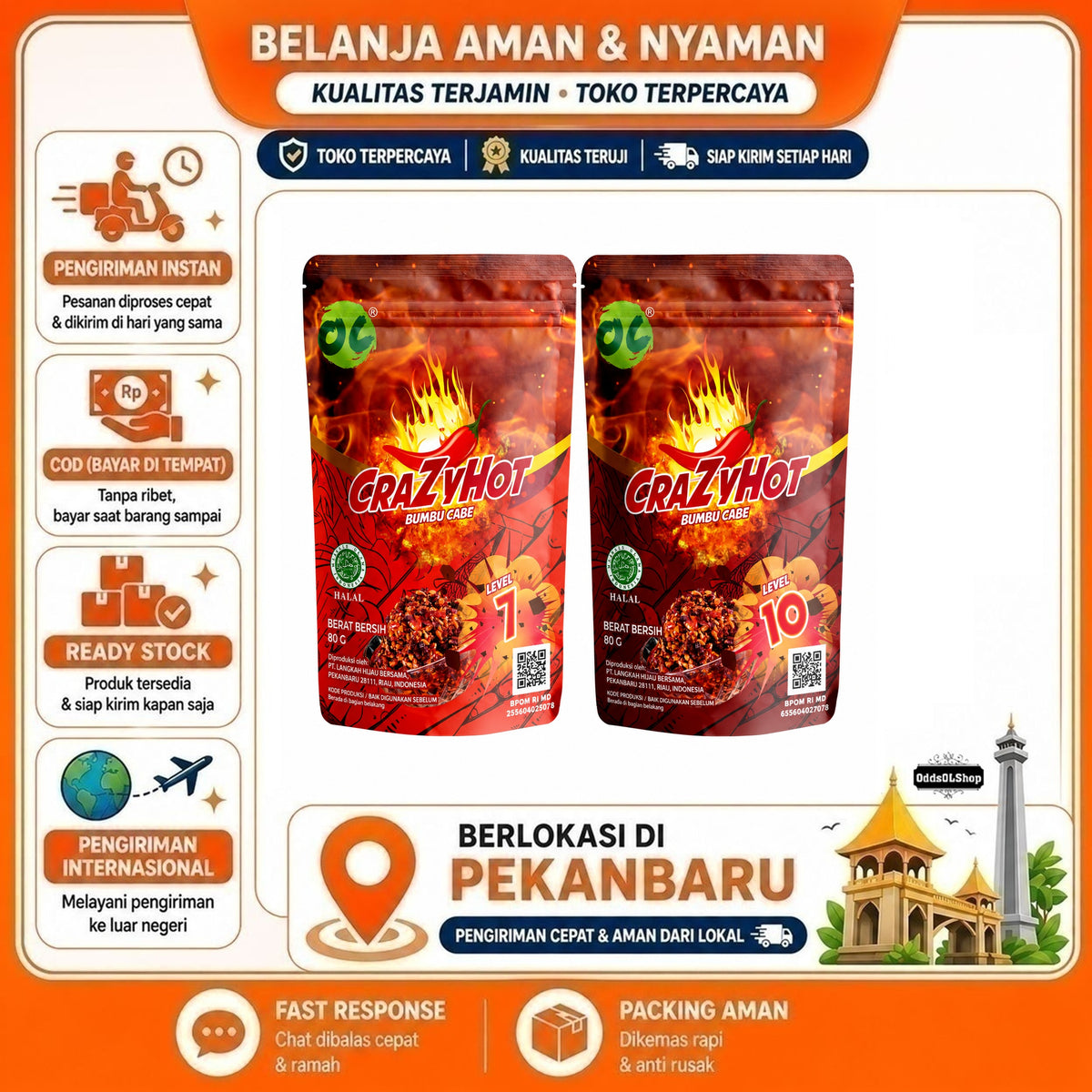 Organic Center Crazy Hot Bumbu Cabe / Chili Powder / Bumbu Cabai Pedas / Spicy Seasoning Powder COD