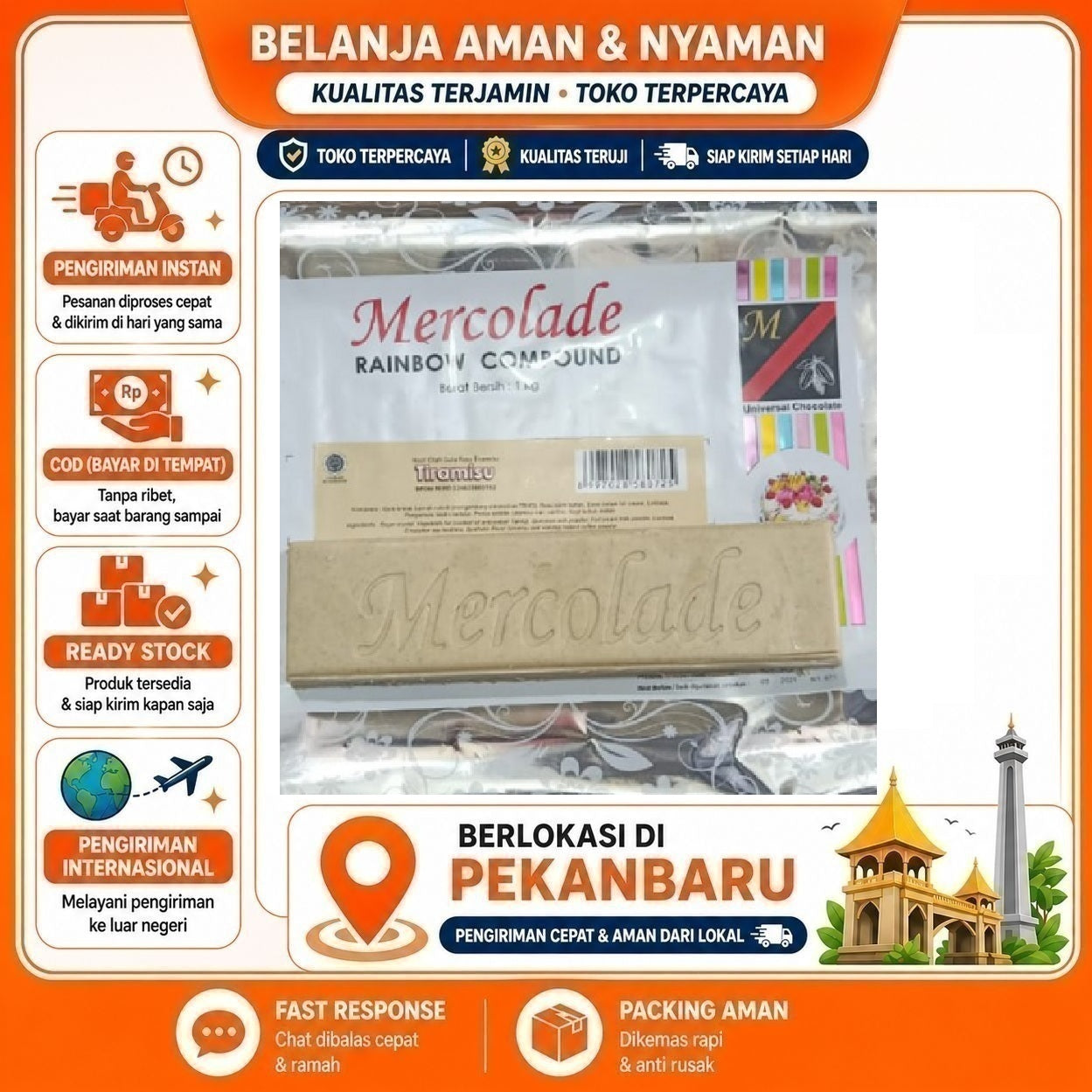 [SDW] pekanbaru/Mercolade Tiramisu 1 Batang Rainbow Compound Potongan Rasa Bahan Dekorasi Kue Cake