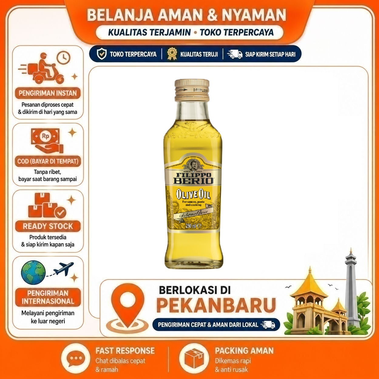 [SDW] pekanbaru/250ml Filippo Berio Olive Oil For Sauteing & Grilling Minyak Zaitun Bahan Makanan