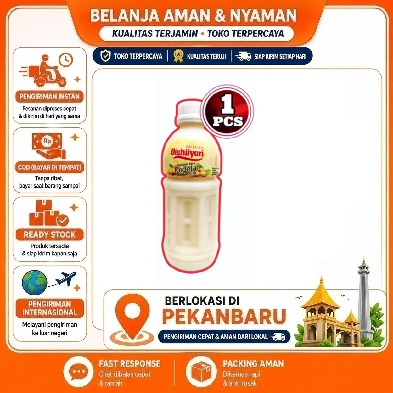 [SDW] pekanbaru/310ml Oishiiyori Soybean Milk Beverage Drink Minuman Nabati Susu Kacang Kedelai