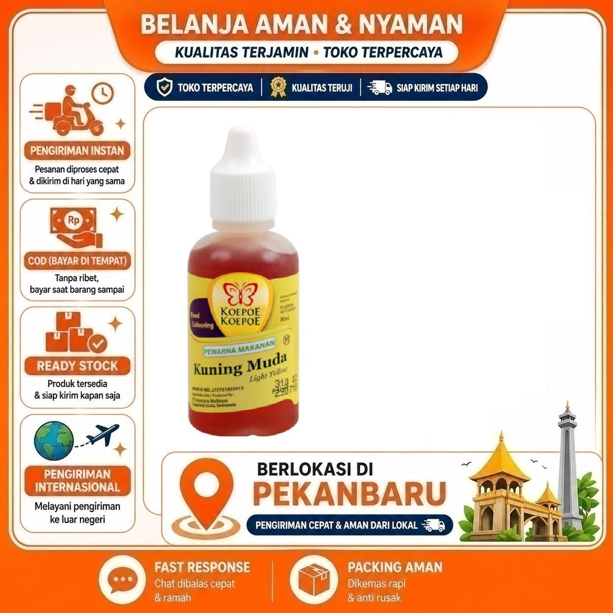 [SDW] pekanbaru/30ml Koepoe Koepoe Pewarna Makanan Kuning Muda Light Yellow Food Colouring Halal