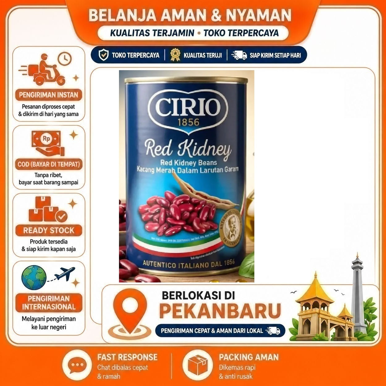 [SDW] pekanbaru/400 Gram Cirio Red Kidney Beans Kacang Merah Dalam Larutan Garam Kemasan Kaleng 400g