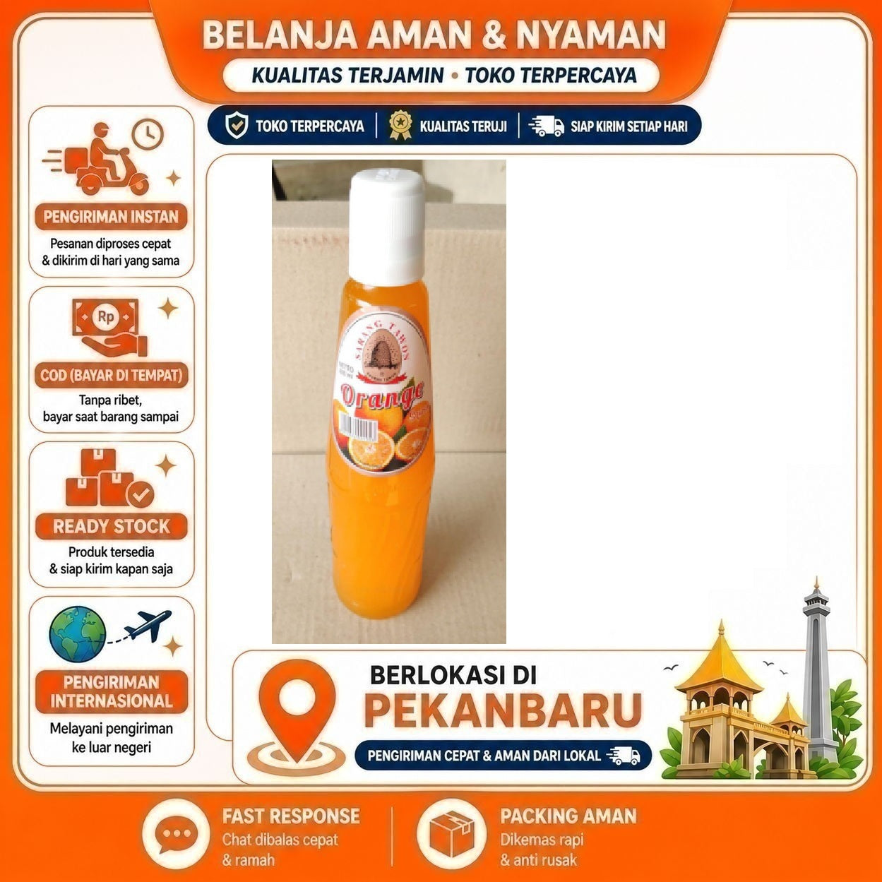 [SDW] pekanbaru/430ml Sarang Tawon Sirup Rasa Buah Jeruk Bahan Minuman Orange Fruit Syrup Halal Enak