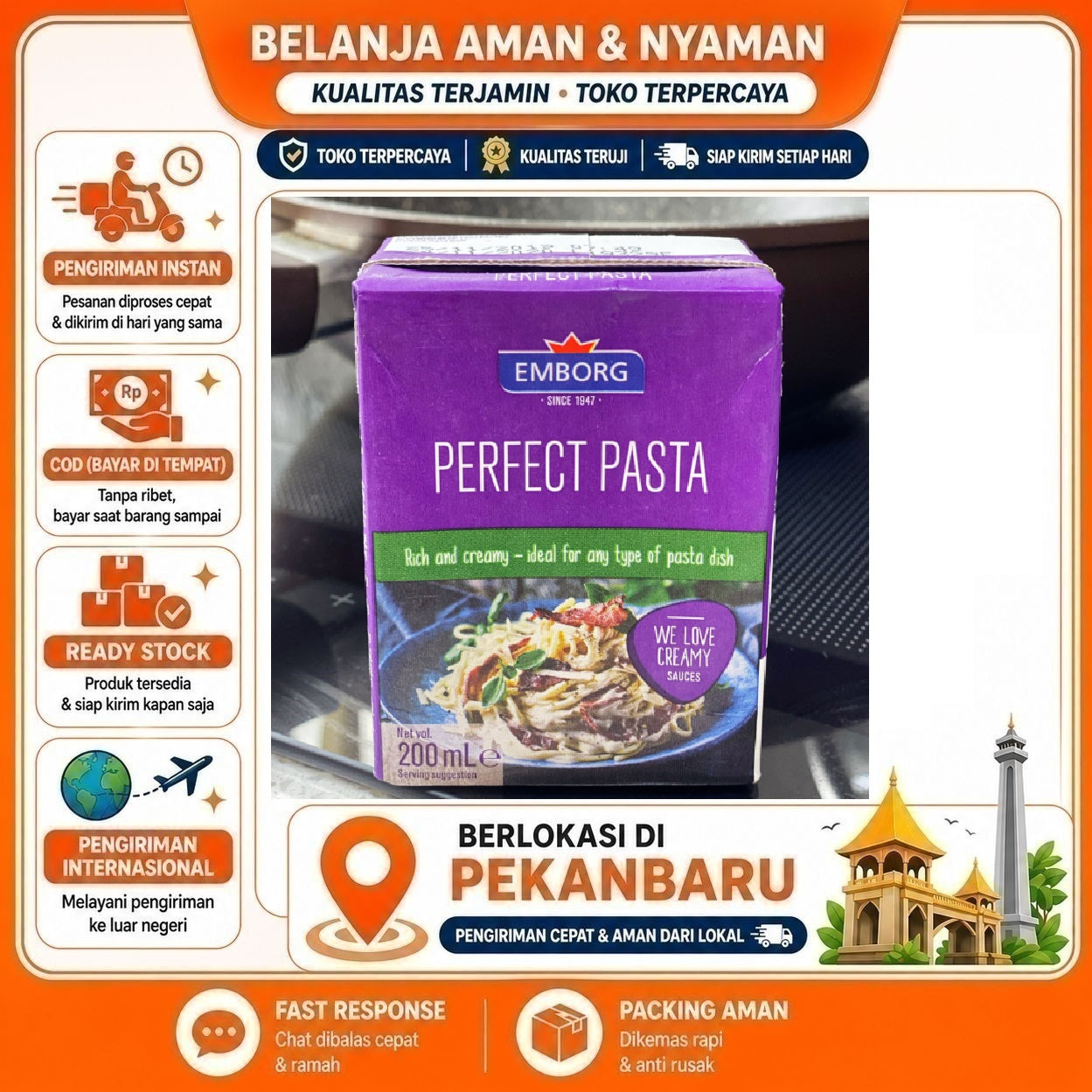 [SDW] pekanbaru/EMBORG Perfect Pasta Krim Cooking Cream 200ml Untuk Pasta Rasa Krim Bahan Makanan