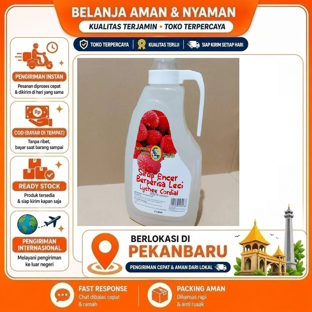 [SDW] pekanbaru/2 Liter Mamata Brand Lychee Cordial Syrup Sirup Encer Rasa Buah Leci Minuman Halal