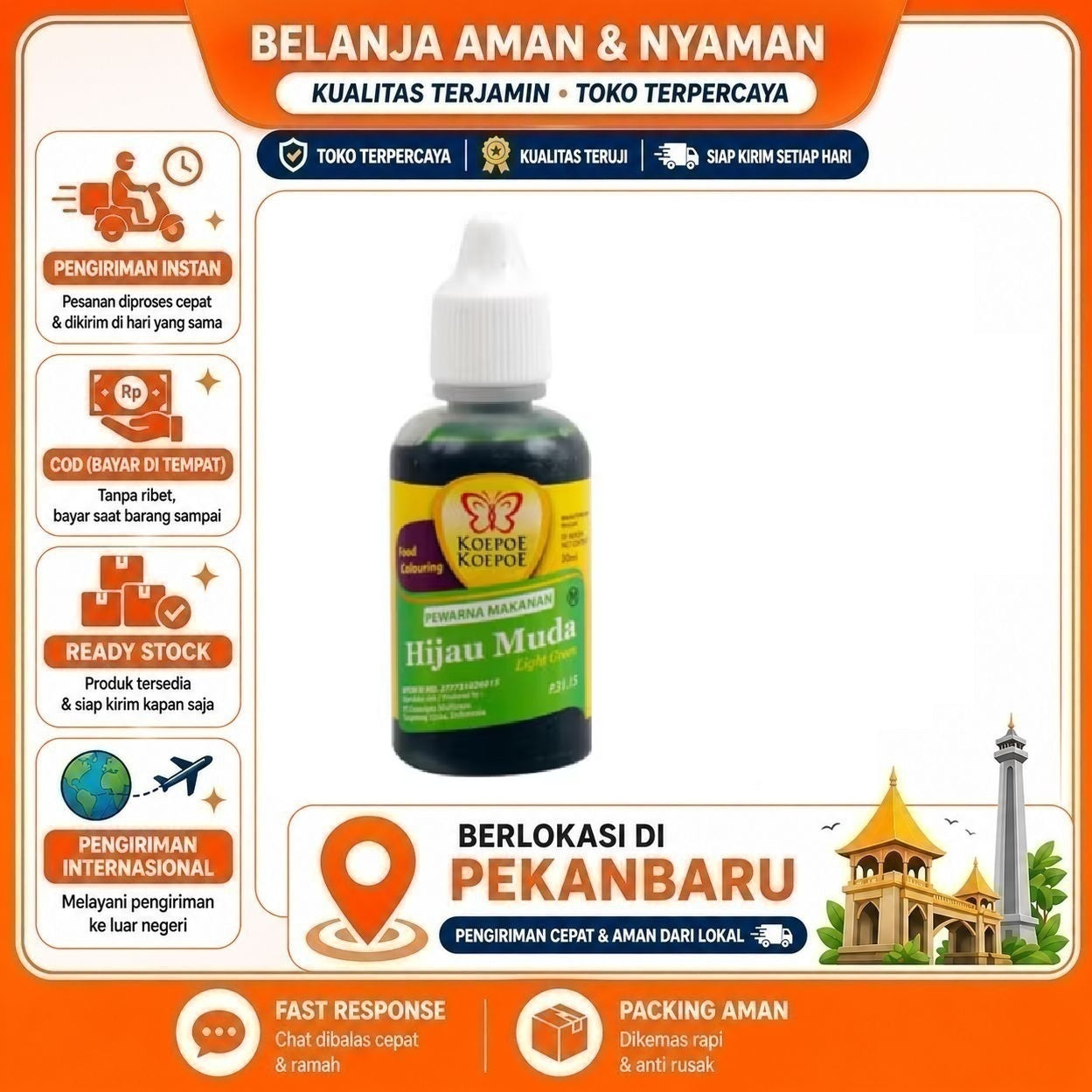 [SDW] pekanbaru/30ml Koepoe Koepoe Pewarna Makanan Hijau Muda Light Green Food Colouring Halal Enak