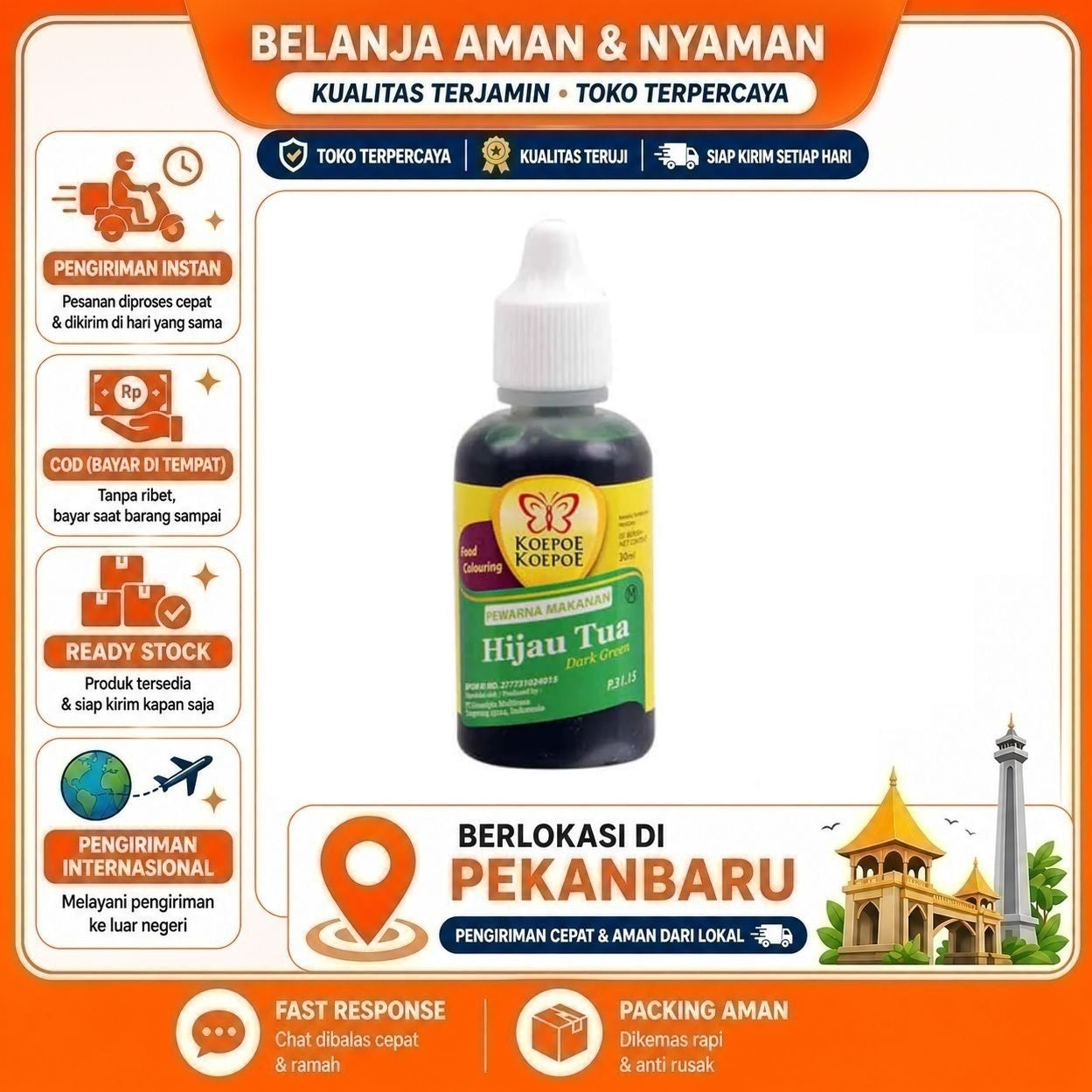 [SDW] pekanbaru/30ml Koepoe Koepoe Pewarna Makanan Hijau Tua Dark Green Food Colouring Halal Enak