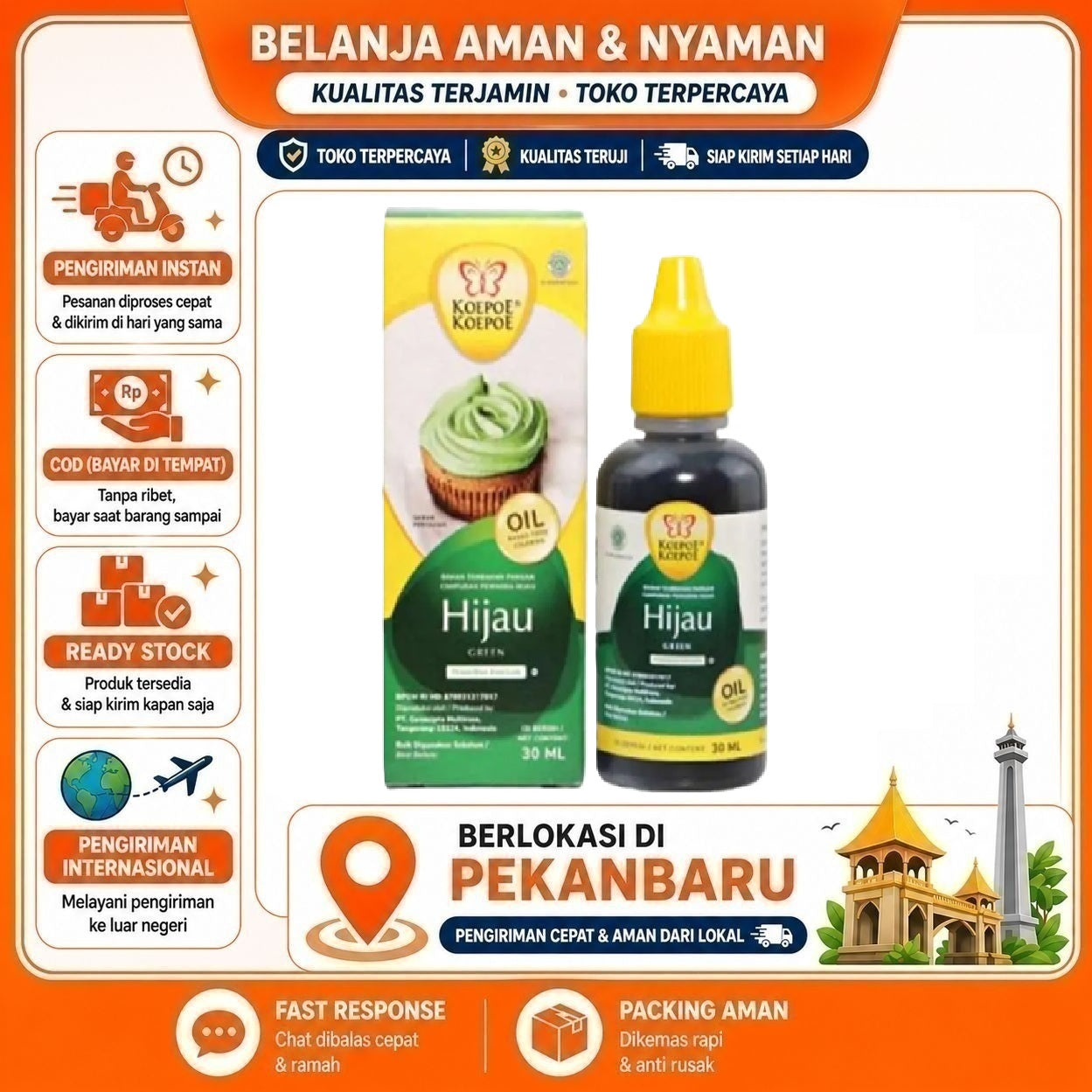 [SDW] pekanbaru/30ml Koepoe Koepoe Hijau Oil Based Food Coloring Campuran Pewarna Kue Makanan Halal