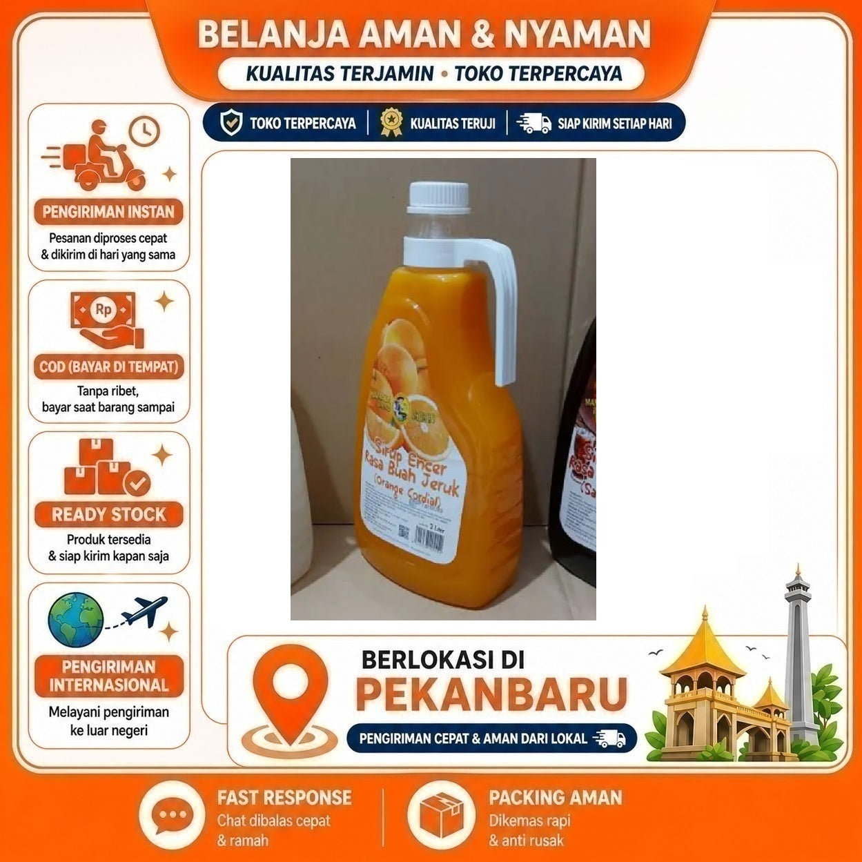 [SDW] pekanbaru/2 Liter Mamata Brand Orange Cordial Syrup Sirup Encer Rasa Buah Jeruk Minuman Halal