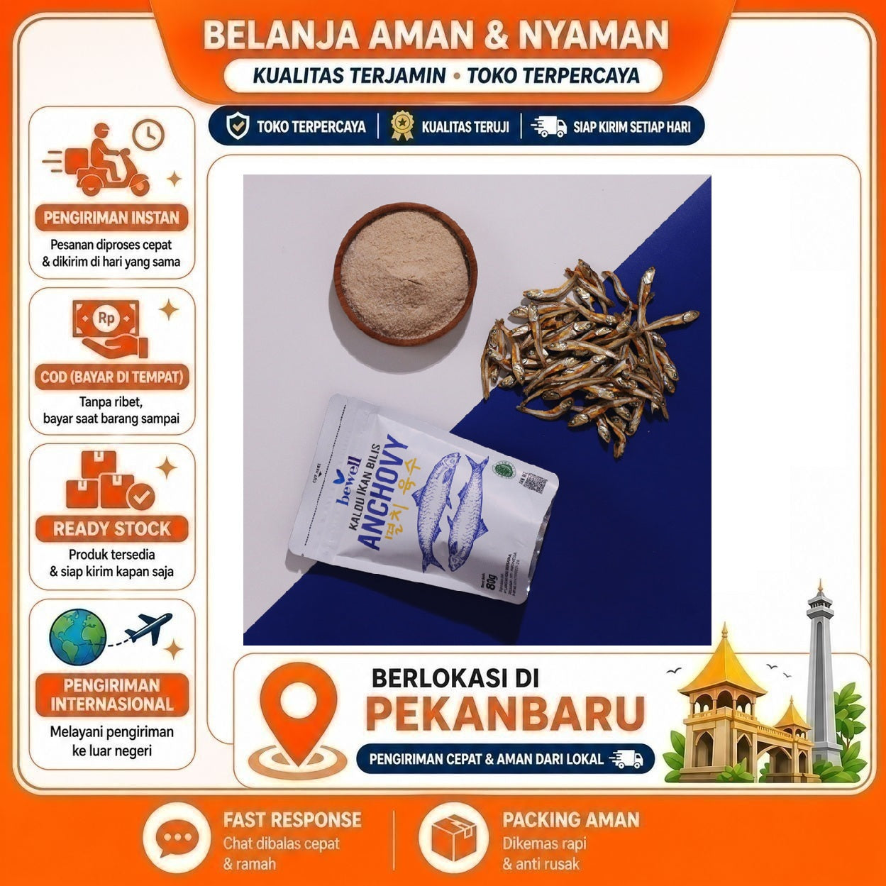 [SDW] pekanbaru/80 Gram Bewell Kaldu Ikan Bilis Anchovy Powder Stock Kebutuhan Memasak Bumbu Masak