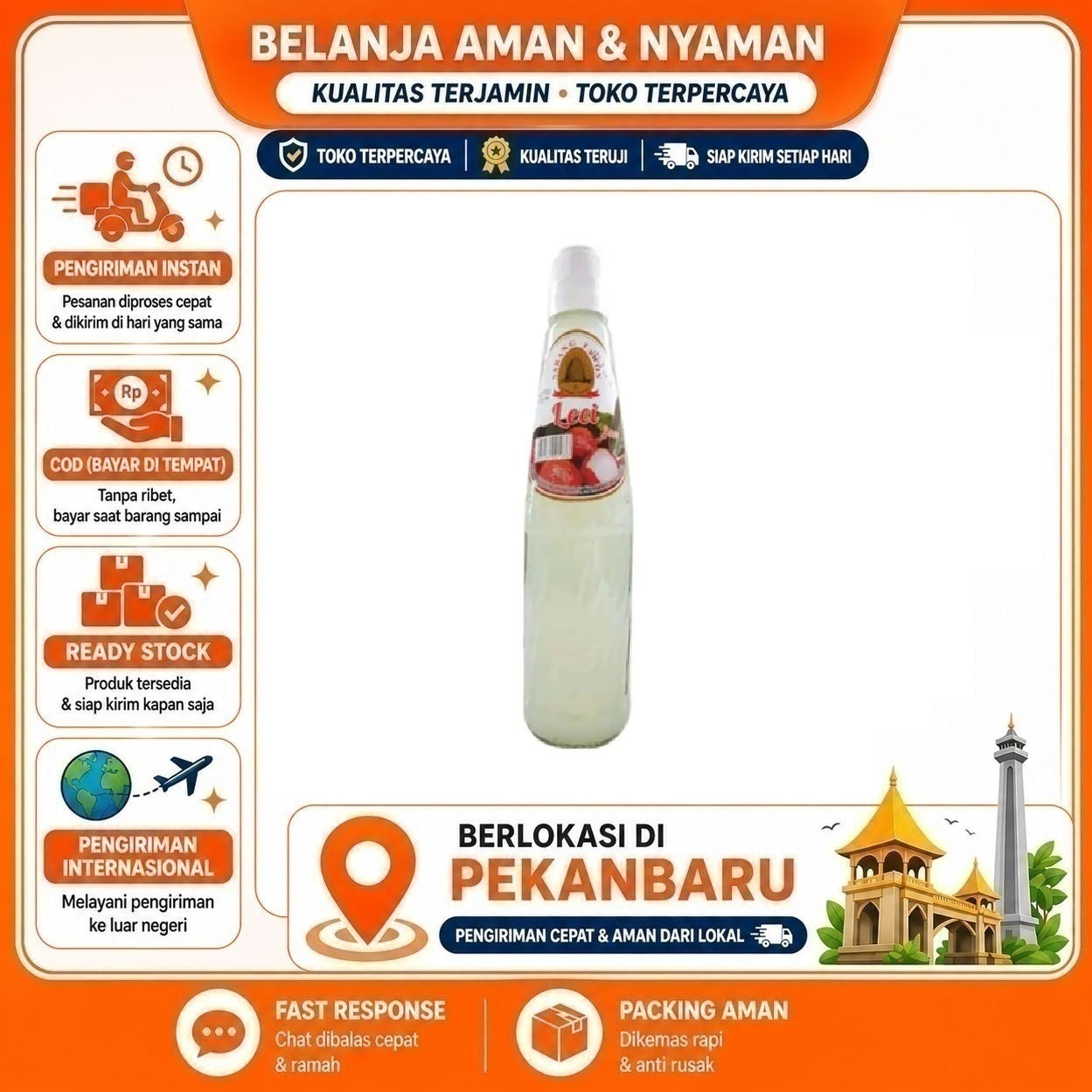 [SDW] pekanbaru/430ml Sarang Tawon Sirup Rasa Buah Leci Segar Bahan Minuman Lychee Fruit Syrup Halal