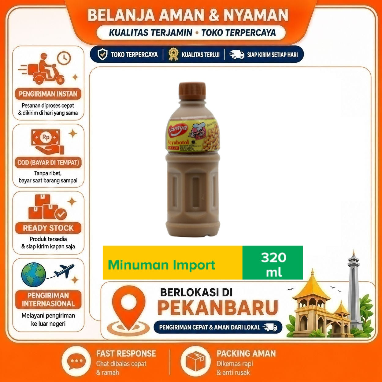 [SDW] pekanbaru/320ml Naraya Soya Choco Minuman Susu Non-Dairy Kacang Kedelai Rasa Cokelat Soybean