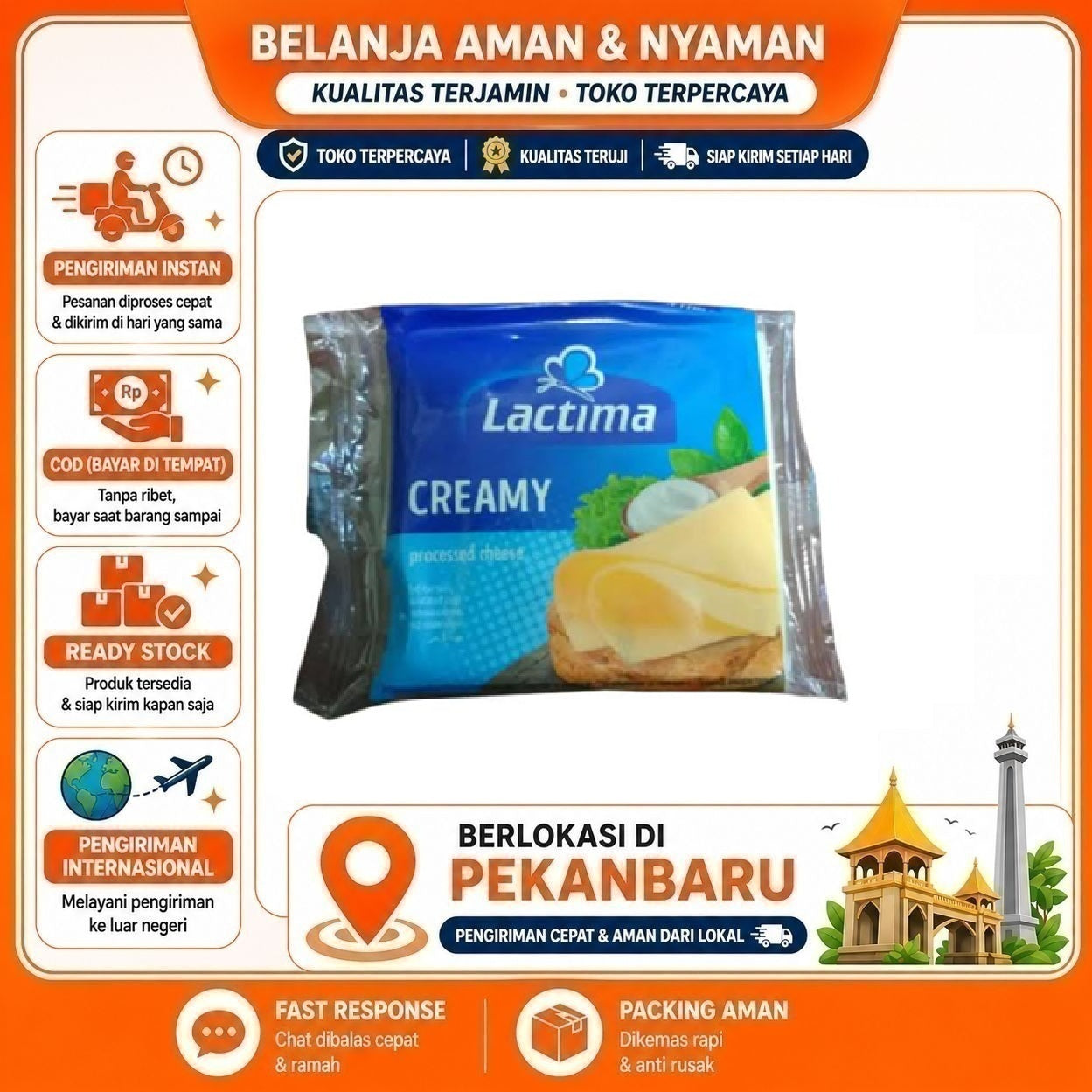 [SDW] pekanbaru/130 gr Lactima Creamy Processed Cheese Slice Potongan Keju Olahan Bahan Makanan Kue