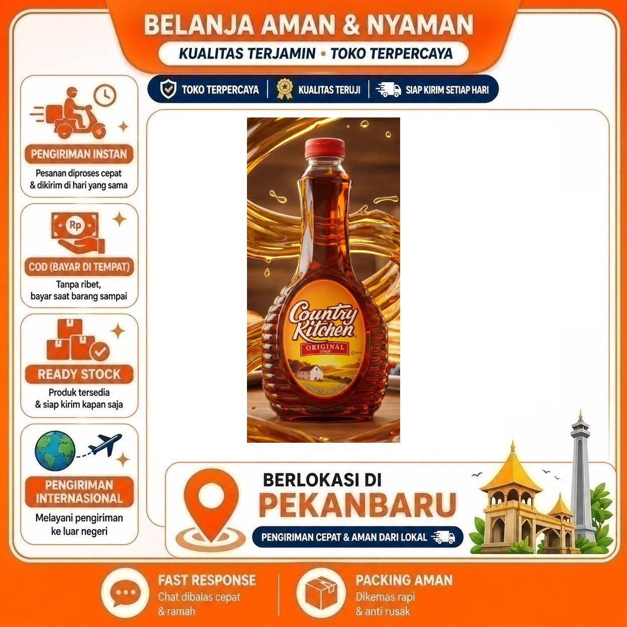 [SDW] pekanbaru/710ml Country Kitchen Original Syrup Maple Sirup Bahan Makanan Kue Cake Pancake Mix