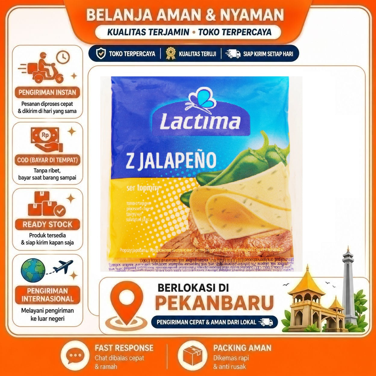[SDW] pekanbaru/130 gr Lactima Z Jalapeno Processed Cheese Slice Lembaran Keju Olahan Bahan Makanan