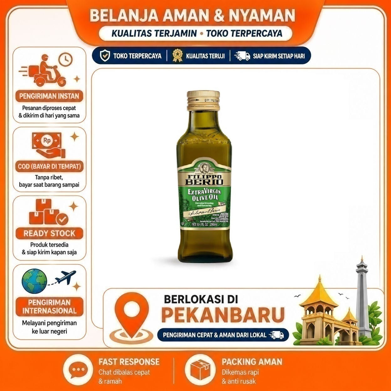 [SDW] pekanbaru/250ml Filippo Berio Extra Virgin Olive Oil For Salad Dressing & Flavouring Zaitun