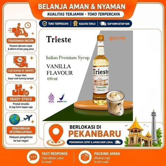 Pekanbaru 650ml Trieste Vanilla Flavour The Italian Premium Syrup Sirup Minuman Vanila Halal