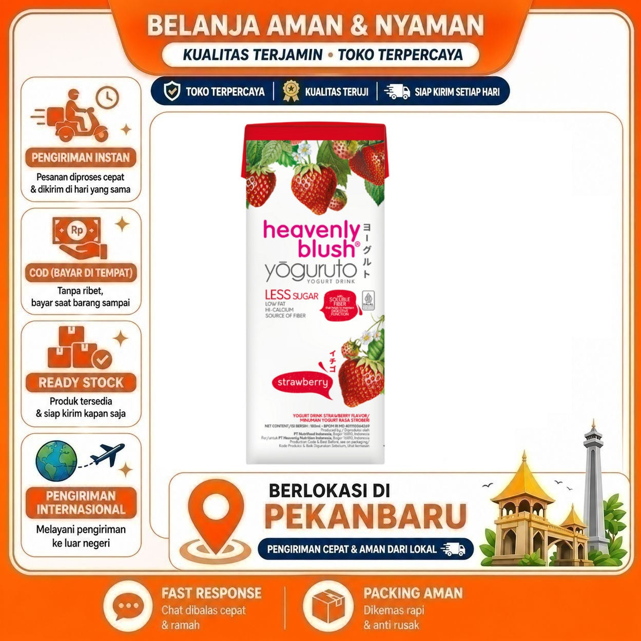 [SDW] pekanbaru/180ml Heavenly Blush Yogurt Strawberry Drink Less Sugar Rendah Gula Minuman Stroberi