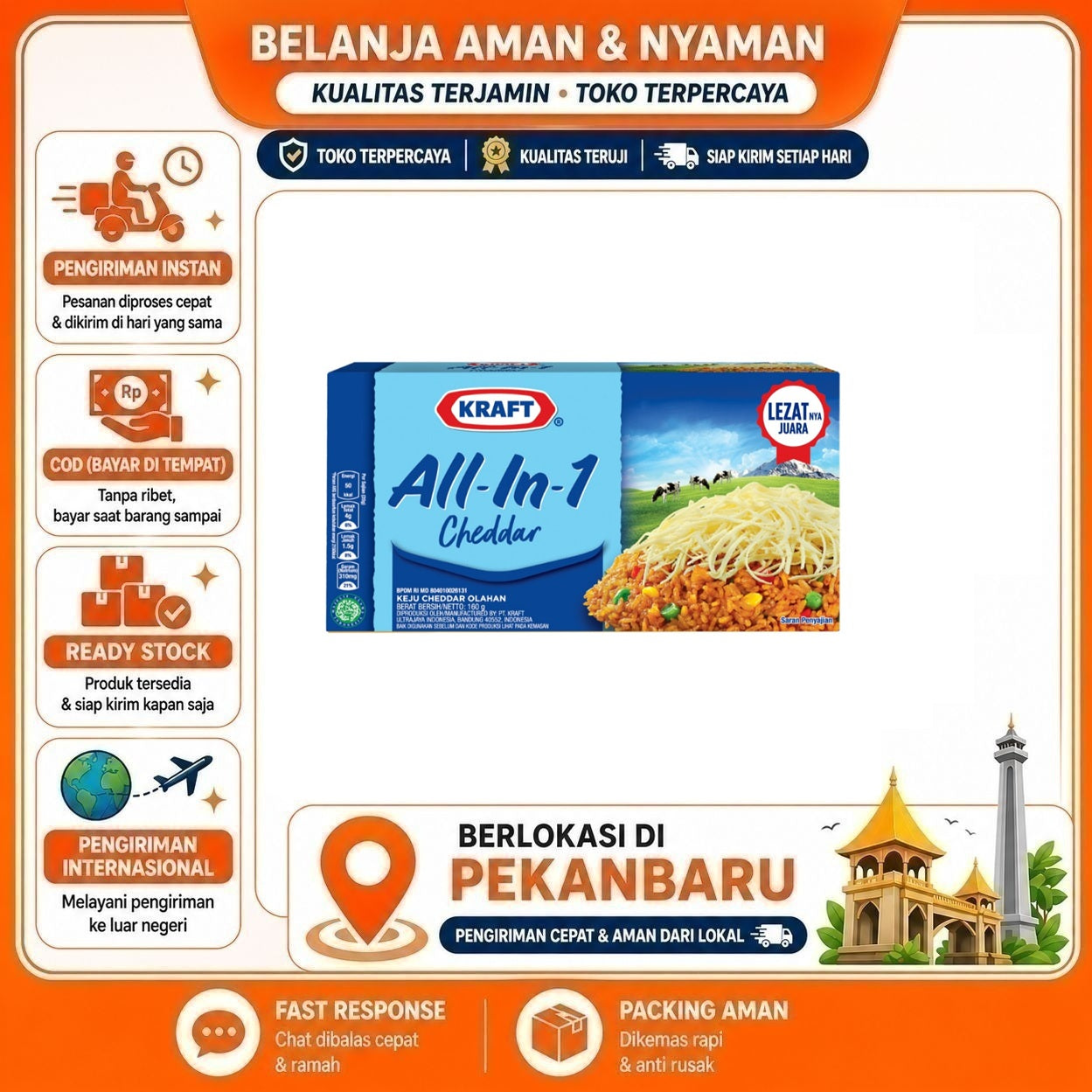 [SDW] pekanbaru/150 Gram Kraft All In 1 Cheddar Keju Praktis Untuk Masakan Sehari-hari Food Halal
