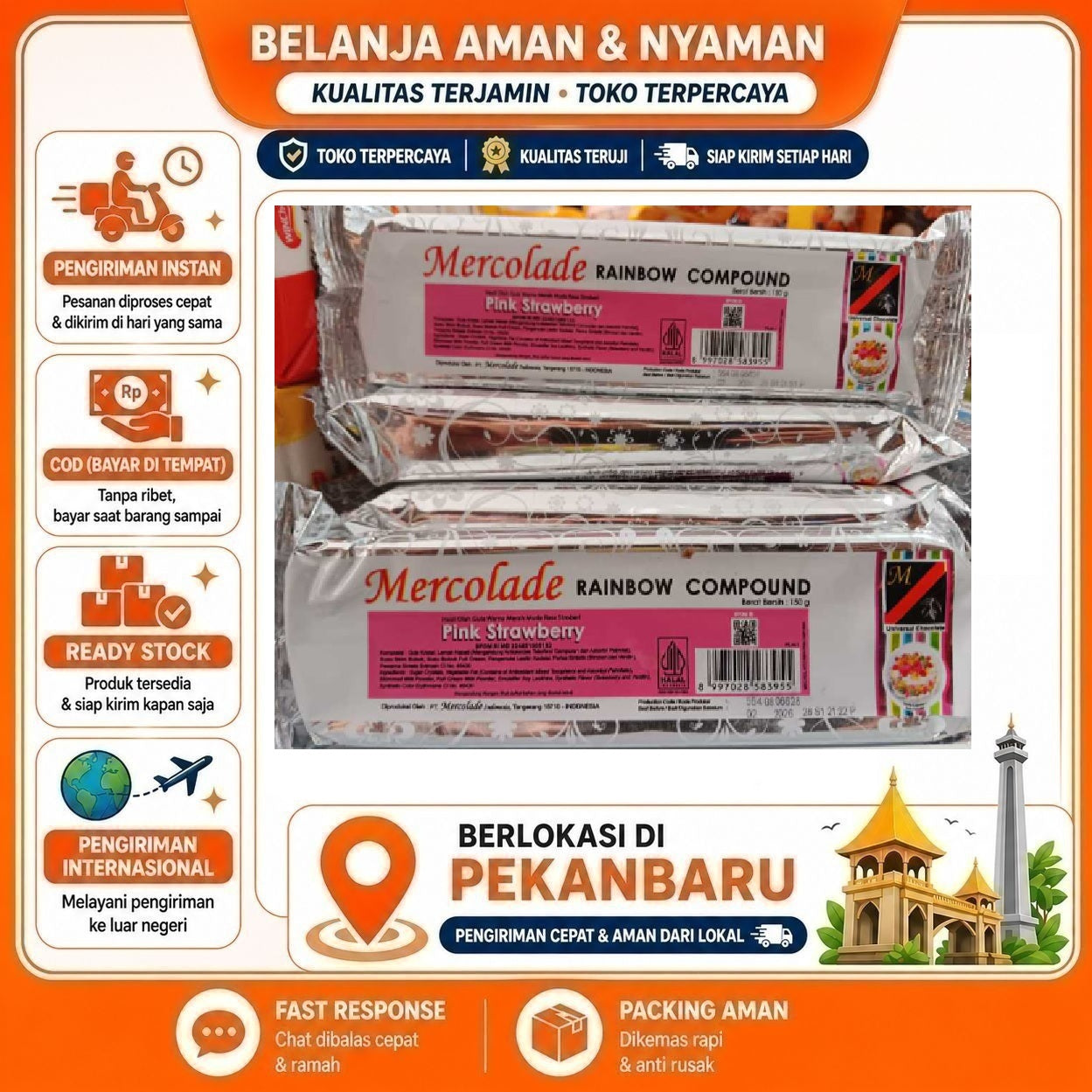 [SDW] pekanbaru/150 Gram Mercolade Pink Strawberry Rainbow Compound Warna Merah Muda Rasa Stroberi