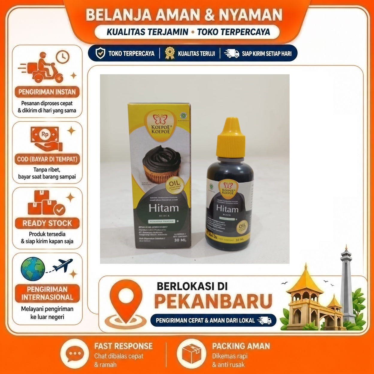 [SDW] pekanbaru/30ml Koepoe Koepoe Hitam Oil Based Food Coloring Campuran Pewarna Kue Makanan Halal
