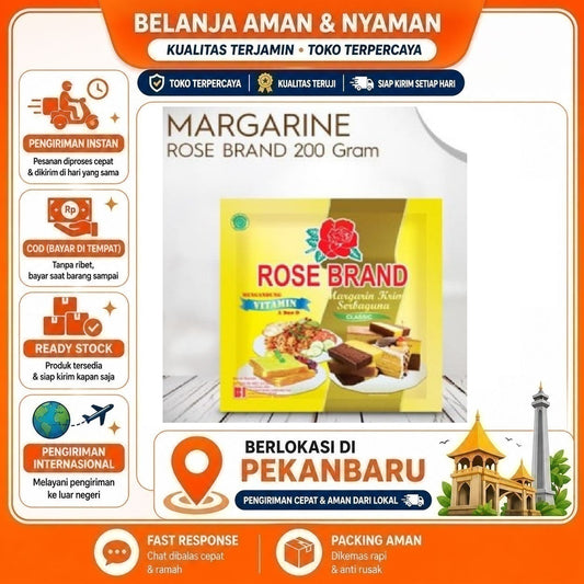 Pekanbaru Margarin Rose Brand Serbaguna 200g Lemak Nabati Sehat, Kemasan Praktis, Multifungsi