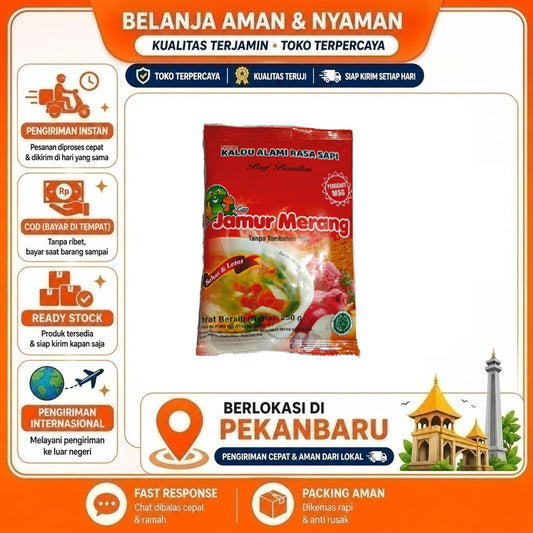 Pekanbaru 250 Gram Bumbu Kaldu Sapi Cap Jamur Merang Bebas MSG Free Seasoning Halal Alami 250g