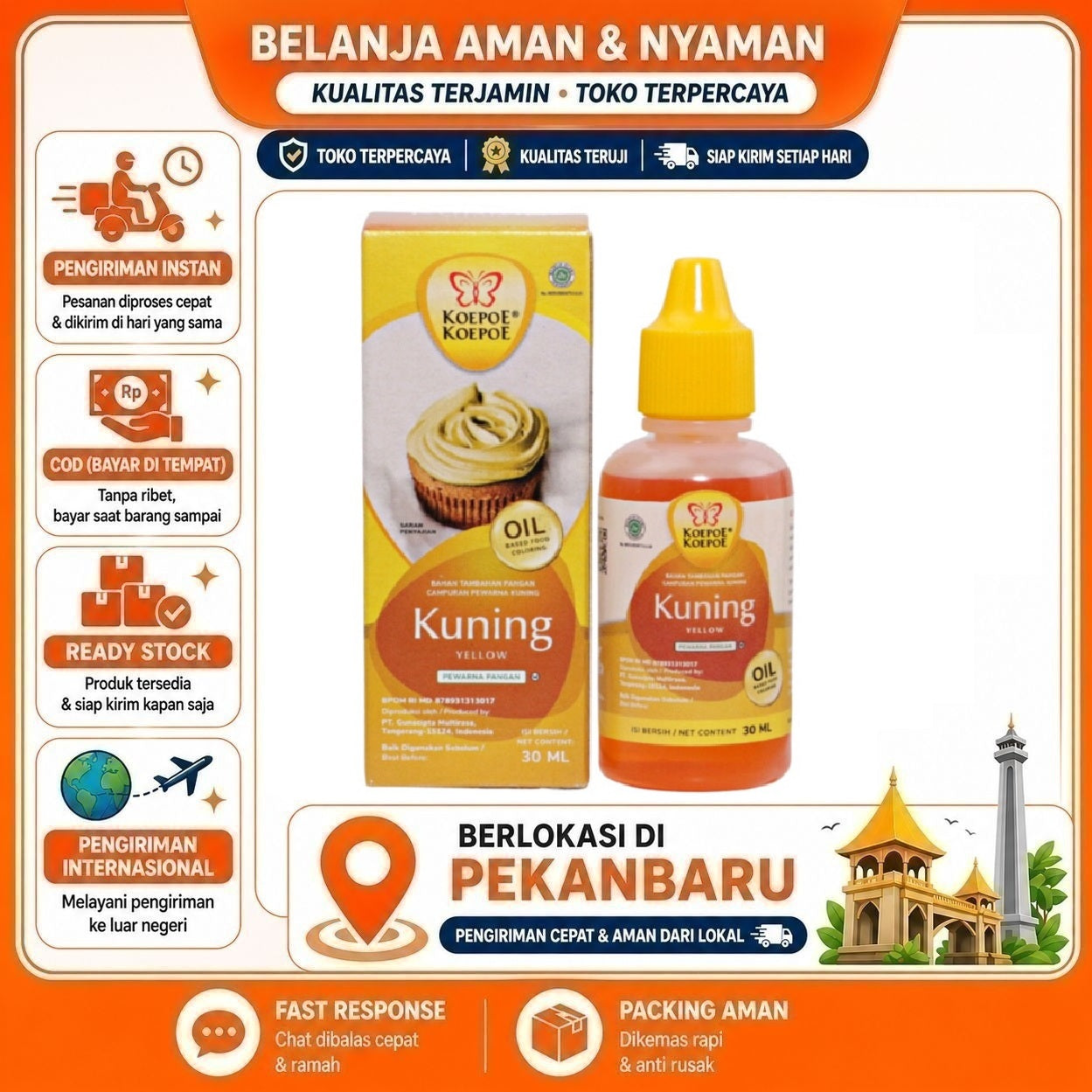 [SDW] pekanbaru/30ml Koepoe Koepoe Kuning Oil Based Food Coloring Campuran Pewarna Kue Makanan Halal