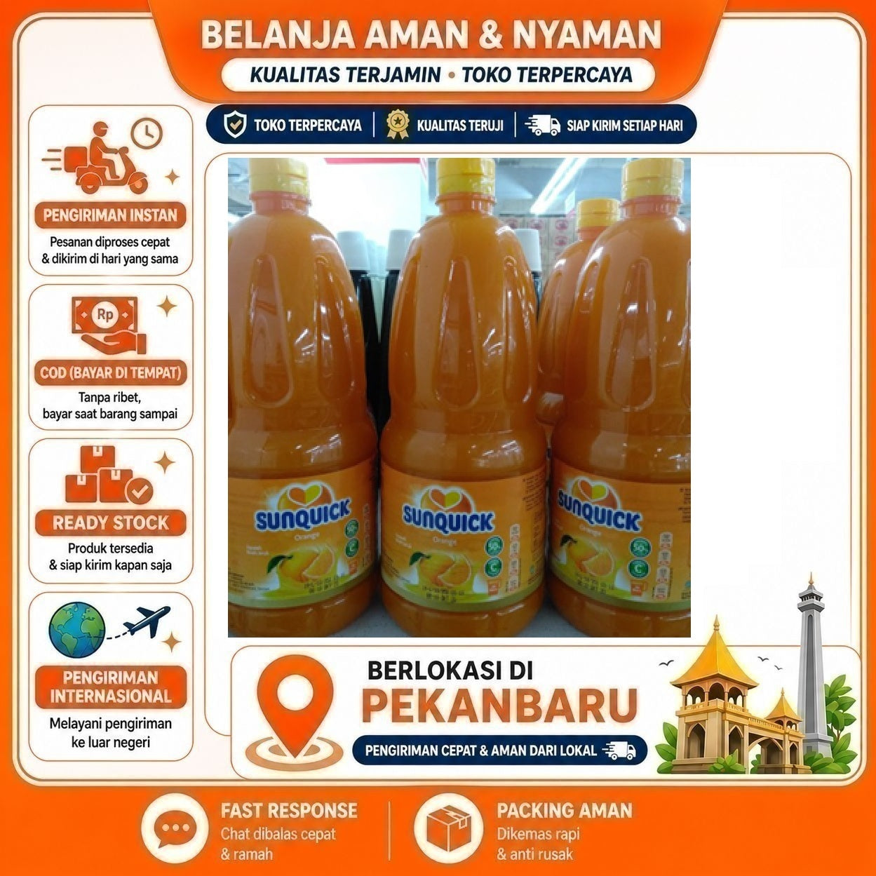 [SDW] pekanbaru/2 Liter Sunquick Sirup Buah Jeruk Segar Minuman Vitamin C, Cocok untuk Keluarga 2L