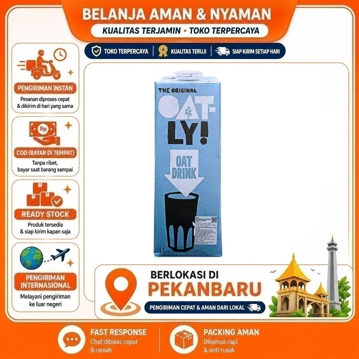 [SDW] pekanbaru/1 Liter OAT-LY! The Original Oat Drink Bahan Campuran Minuman Olahan Kafe Cafe Halal