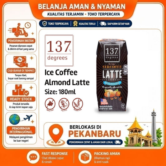 Pekanbaru 180ml 137 Degrees Iced Coffee Latte With Almond Milk Susu Non-Dairy Kacang Kopi Late