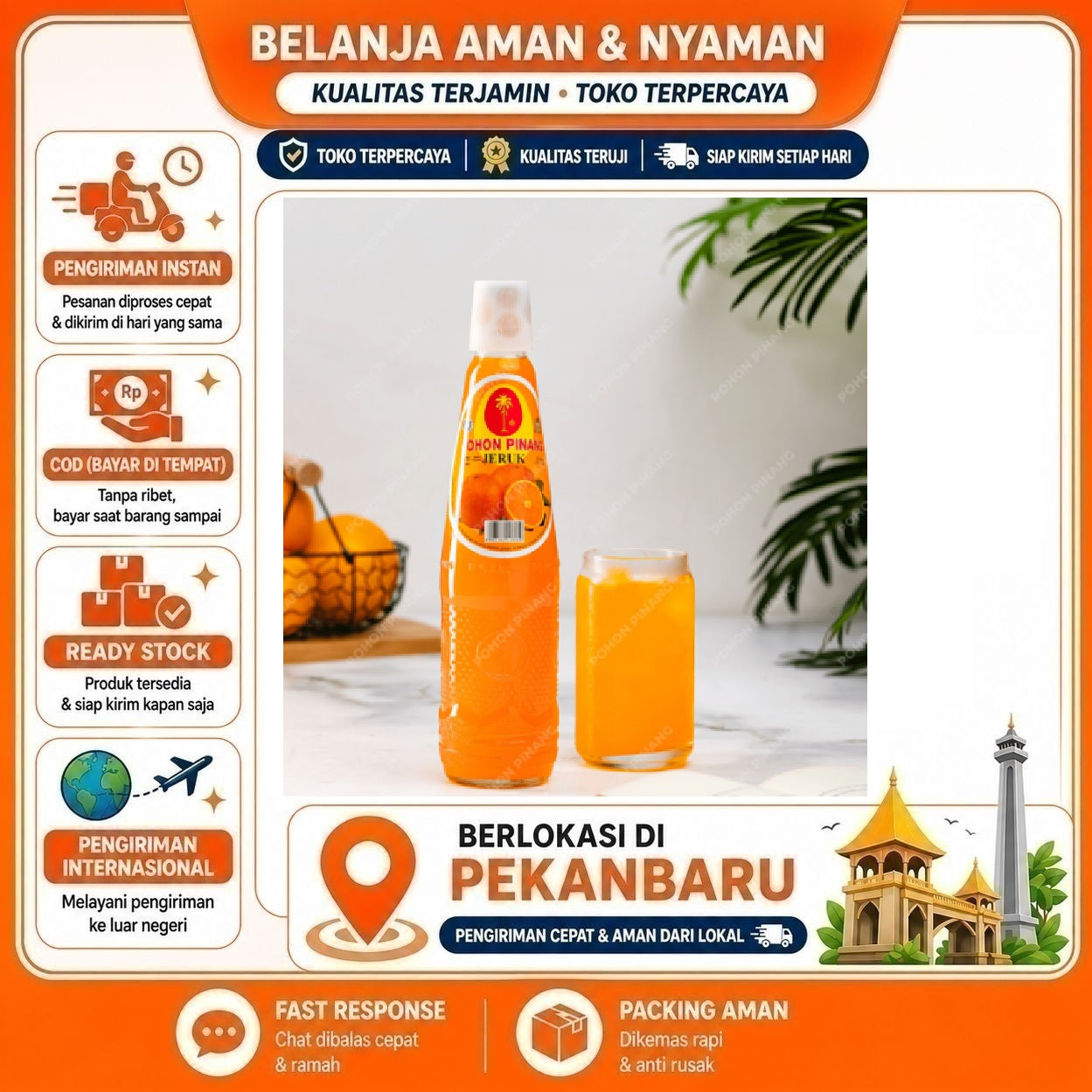 [SDW] pekanbaru/520ml Pohon Pinang Sirup Rasa Buah Jeruk Orange Fruit Flavour Syrup Bahan Minuman