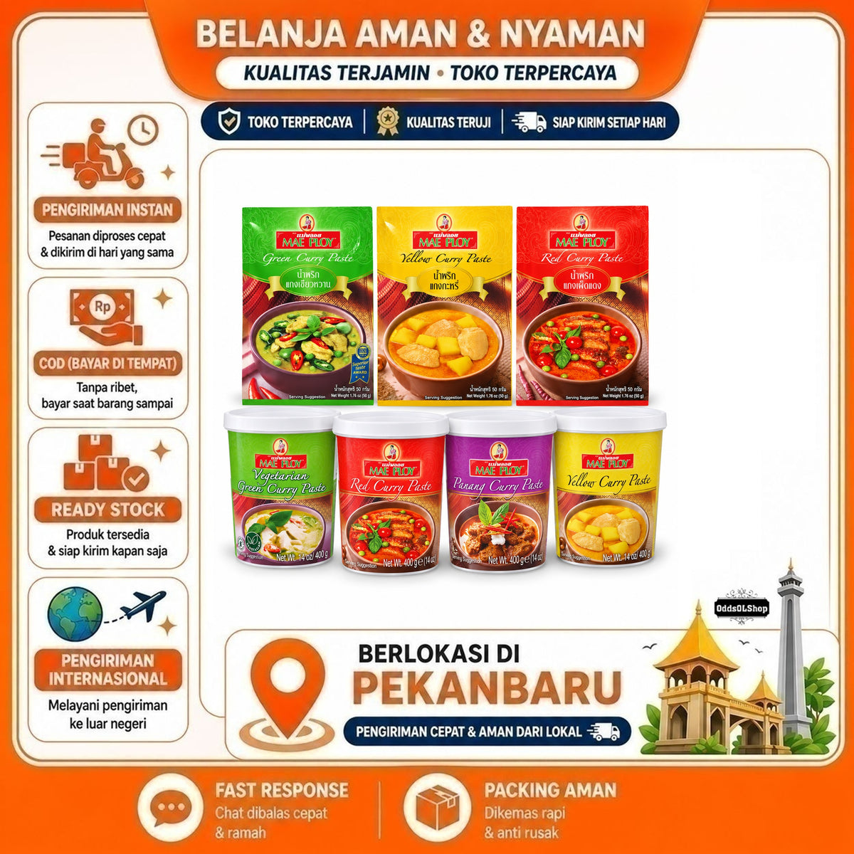Mae Ploy Bumbu Kari Aneka Warna Hijau / Merah / Kuning / Green / Yellow / Panang / Red Curry Paste