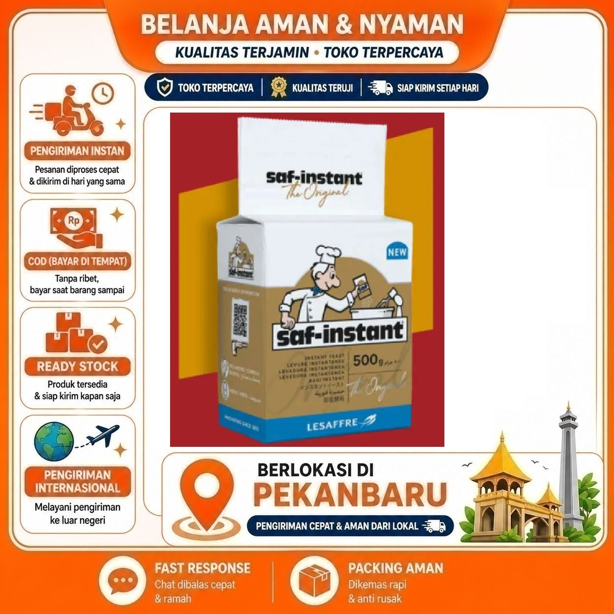 [SDW] pekanbaru/Ragi Kering Instan Saf Instant Gold 500gr - Praktis, Efisien, Berkualitas Bahan Kue