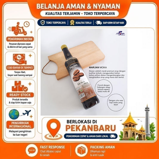Pekanbaru 460ml Marjan Boudoin Moka Sirup Minuman Mocca Syrup Bahan Campuran Minuman Halal
