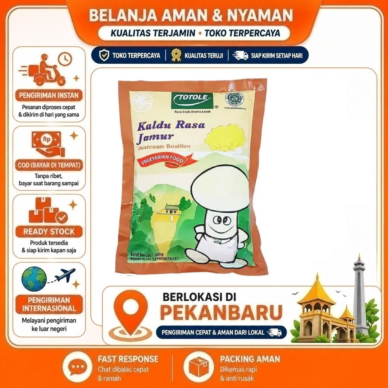 [SDW] pekanbaru/200 Gram Totole Kaldu Rasa Jamur Mushroom Boullion Vegan Food Bebas MSG Praktis 200g