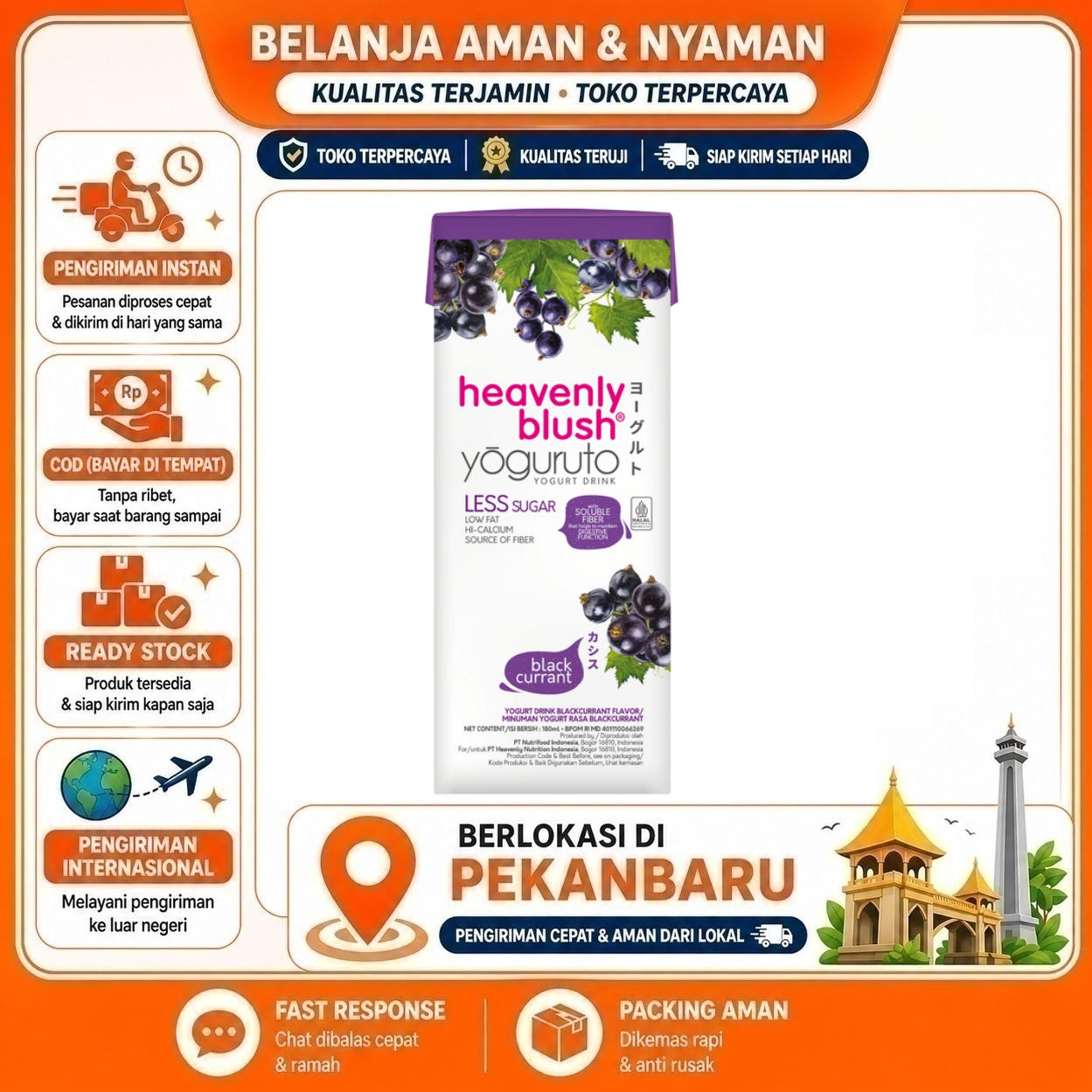 [SDW] pekanbaru/180ml Heavenly Blush Yogurt Blackcurrant Ready To Drink Less Sugar Rendah Gula Halal