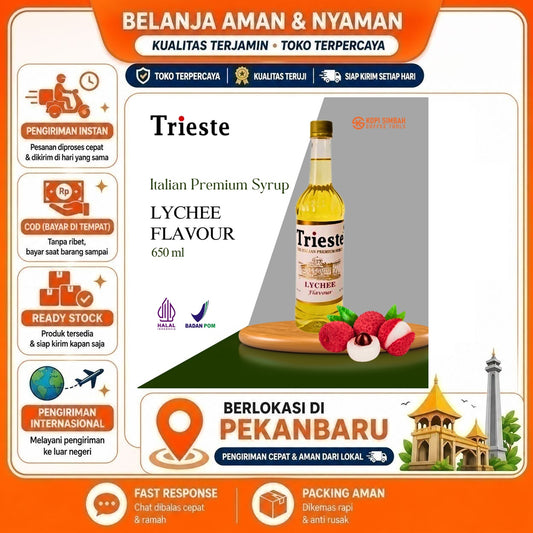 Pekanbaru 650ml Trieste Lychee Flavour The Italian Premium Syrup Sirup Minuman Rasa Leci Halal